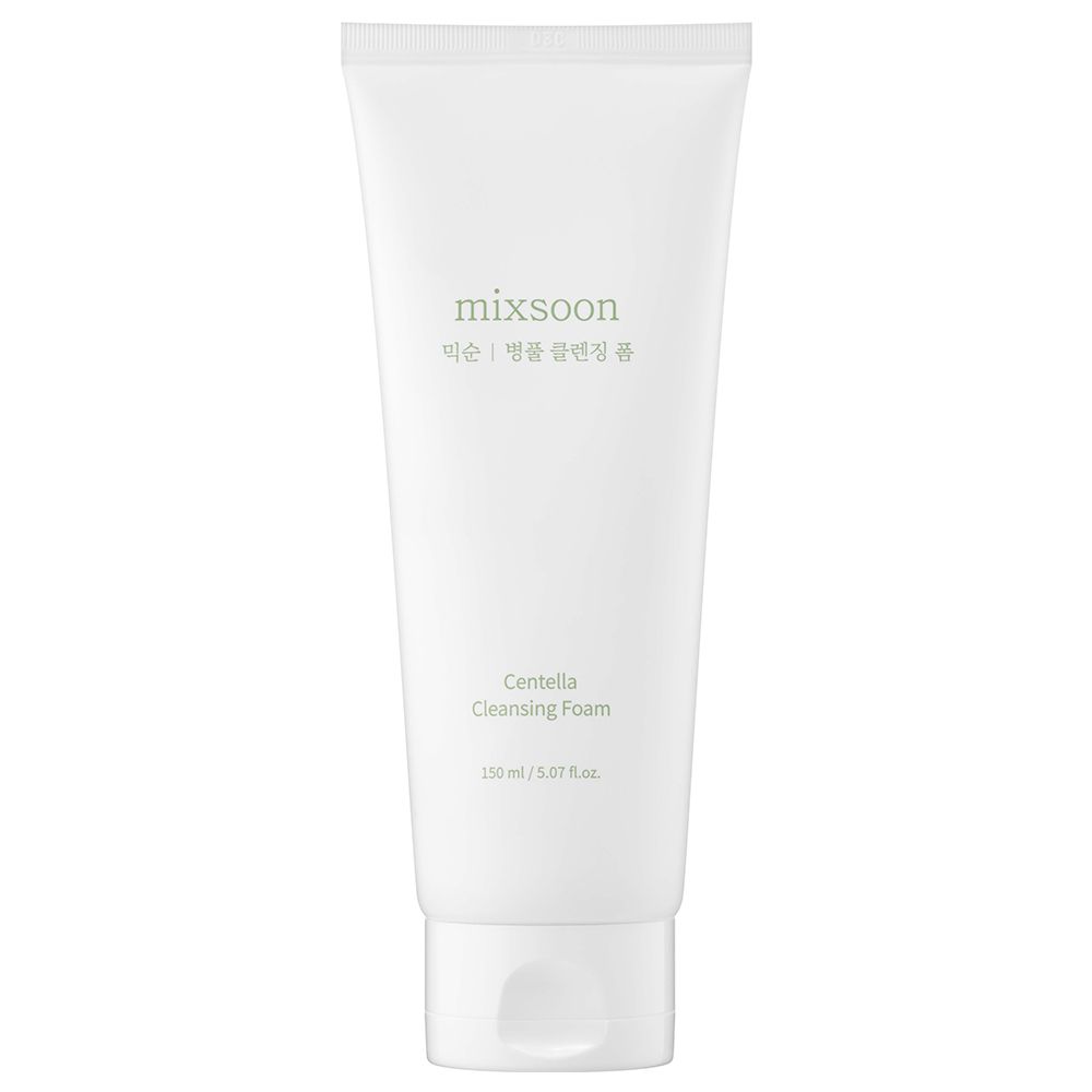 Weiße Tube mit Centella Cleansing Foam von mixsoon. 150 ml / 5.07 fl.oz.