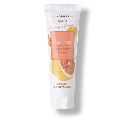 KORRES Maske. Tube mit Grapefruit-Illustration. Schriftzug: "Grapefruit Maske für mehr Strahlkraft".