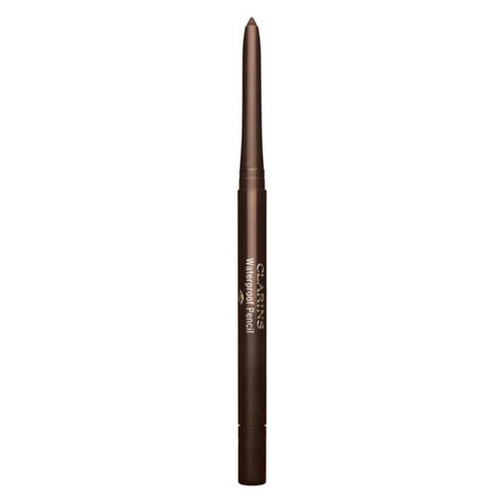 Brauner, wasserfester Stift. Aufschrift: Clarins Waterproof Pencil.