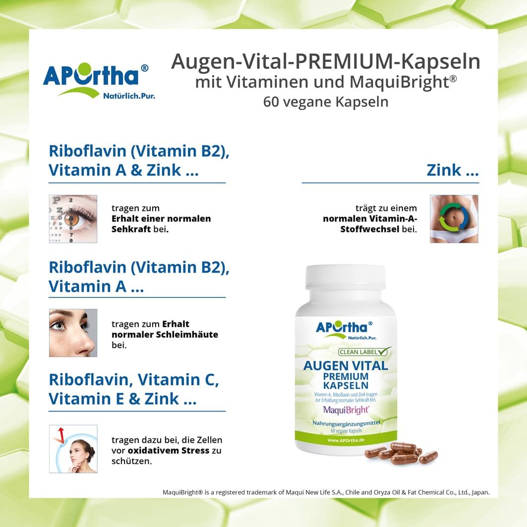 APOrtha® Augen-Vital-PREMIUM-Kapseln mit Vitaminen und MaquiBright®