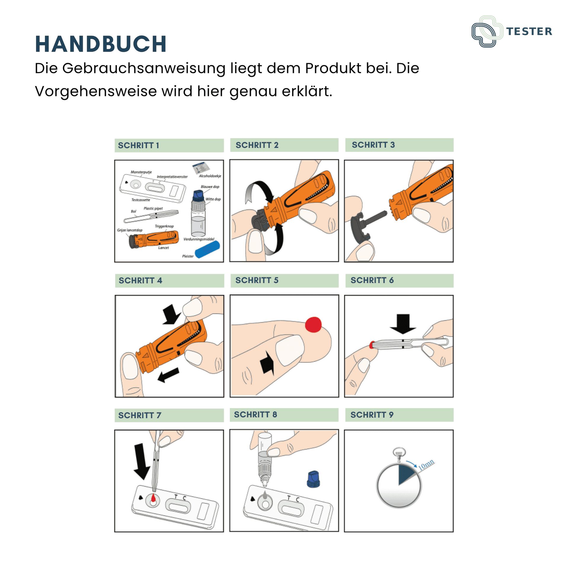 Anleitung für den Prostata-PSA-Test: 9 Schritte zur Durchführung des Tests mit Illustrationen.