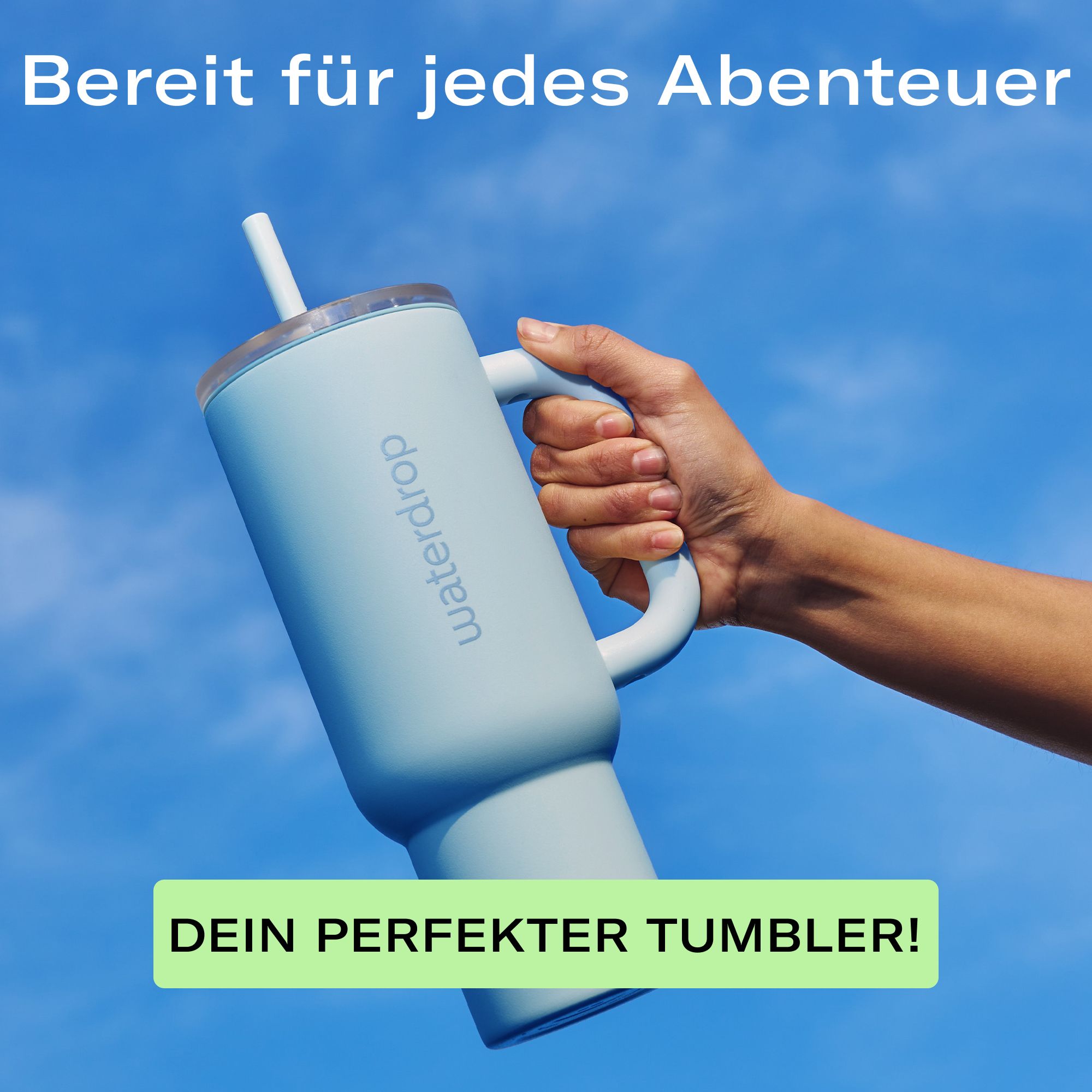 waterdrop® Explorer Thermobecher – 1,1 L Edelstahl – mit Trinkhalm, auslaufsicher & 12 h kühl