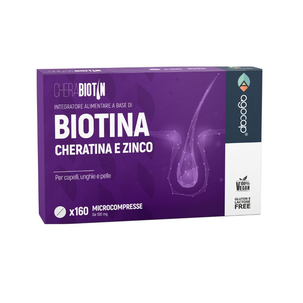 agocap - Integratore per capelli unghie e pelle con Biotina, Cheratina e Zinco Cherabiotin