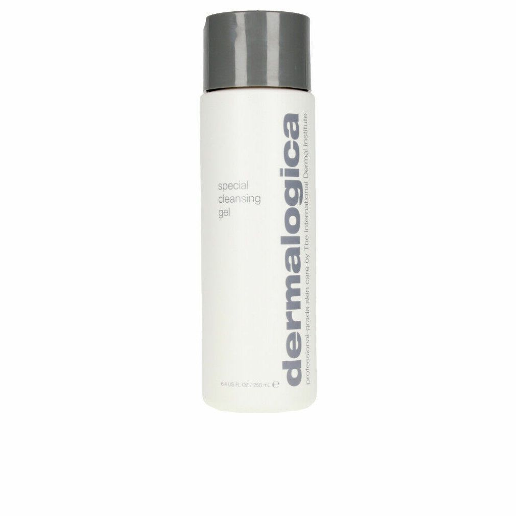 Weisse Flasche mit grauem Deckel. Aufschrift: Dermalogica, Special Cleansing Gel.