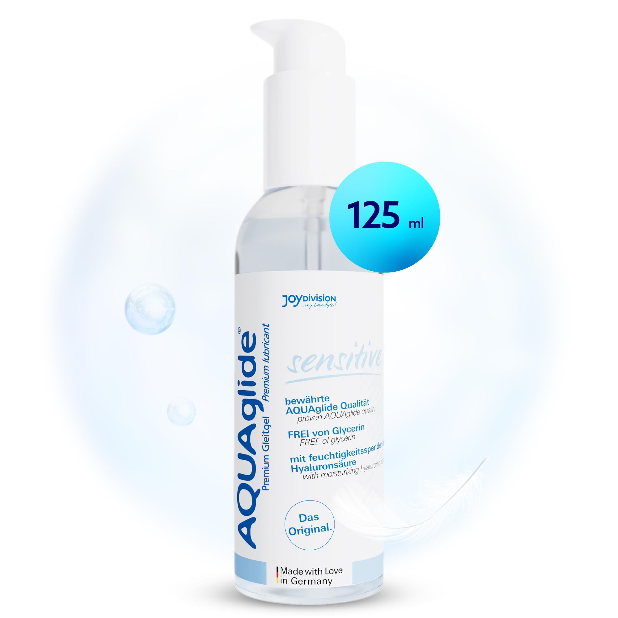 Joydivision AQUAglide Sensitive Gleitgel, 125 ml Spenderflasche.