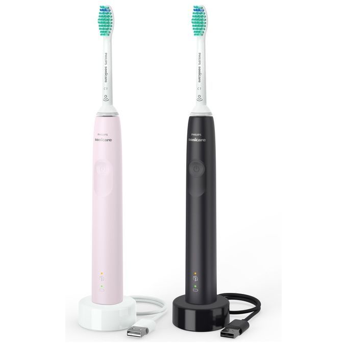 Philips 3100 series Sonicare Spazzolini Elettrici Sonici, confezione da 1 Spazzolino Rosa e 1 Spazz