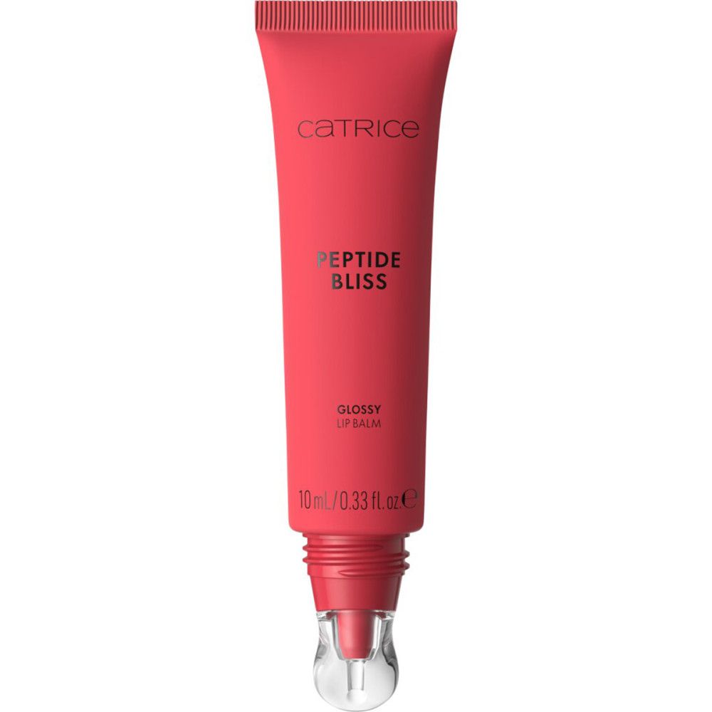 Catrice Peptide Bliss Lip Balm. Rote Tube mit Roll-on-Applikator. Produktname und Volumenangabe.