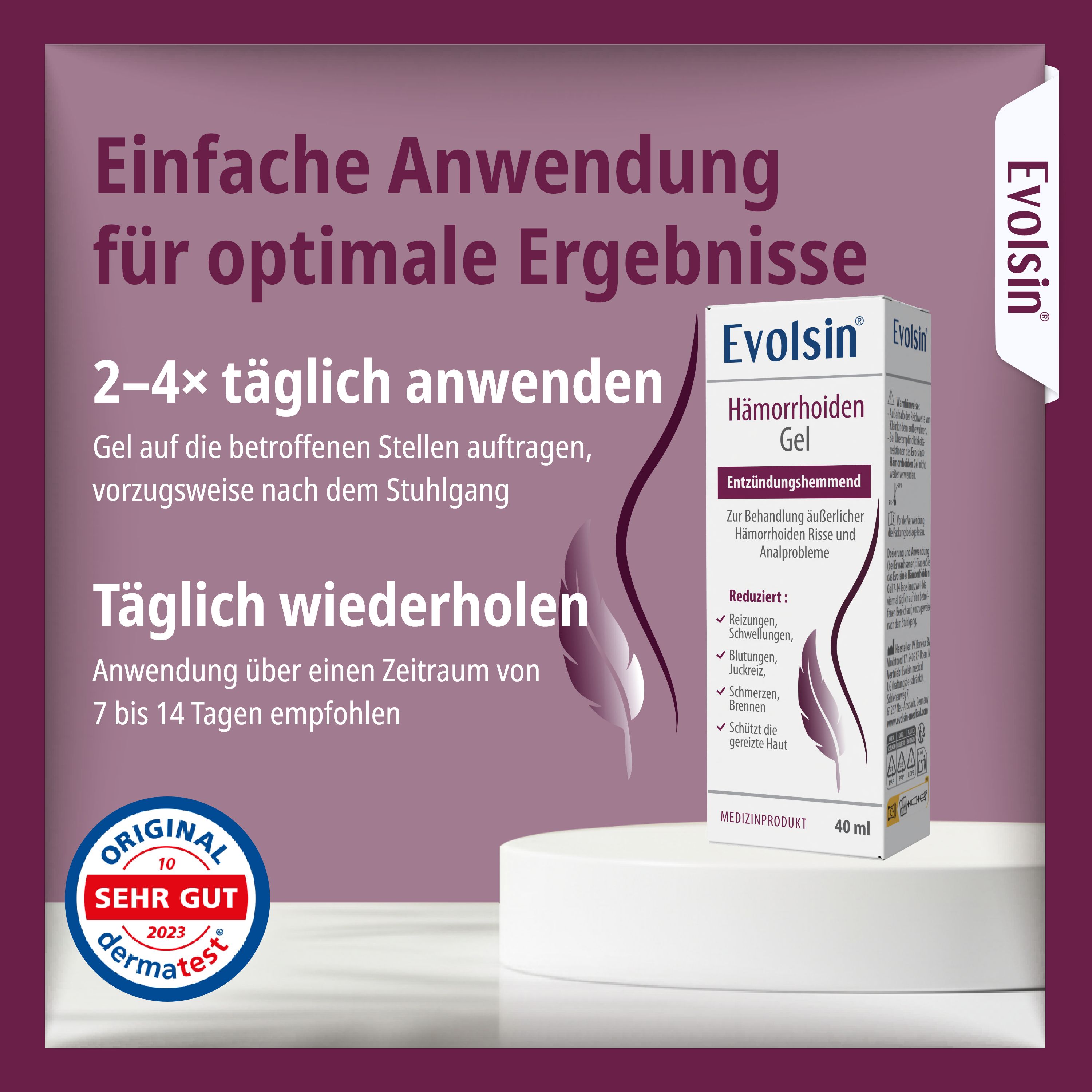Evolsin® Hämorrhoiden Gel Doppelpack - Hämorrhoiden Salbe gegen Brennen, Schmerz & Juckreiz