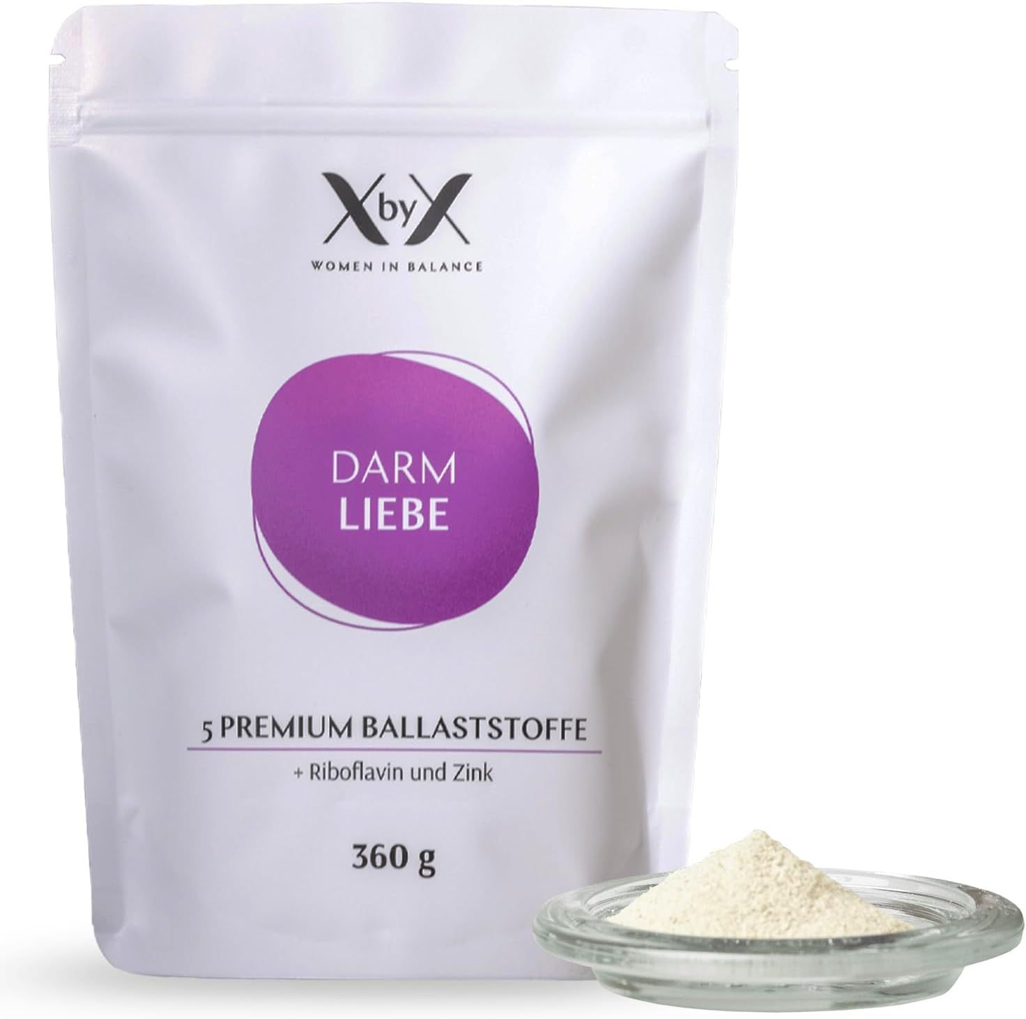 XbyX® Darm Liebe – Ballaststoffe Pulver Glucomannan Abnehmen¹ Akazienfaser, Inulin für Frauen 360 g