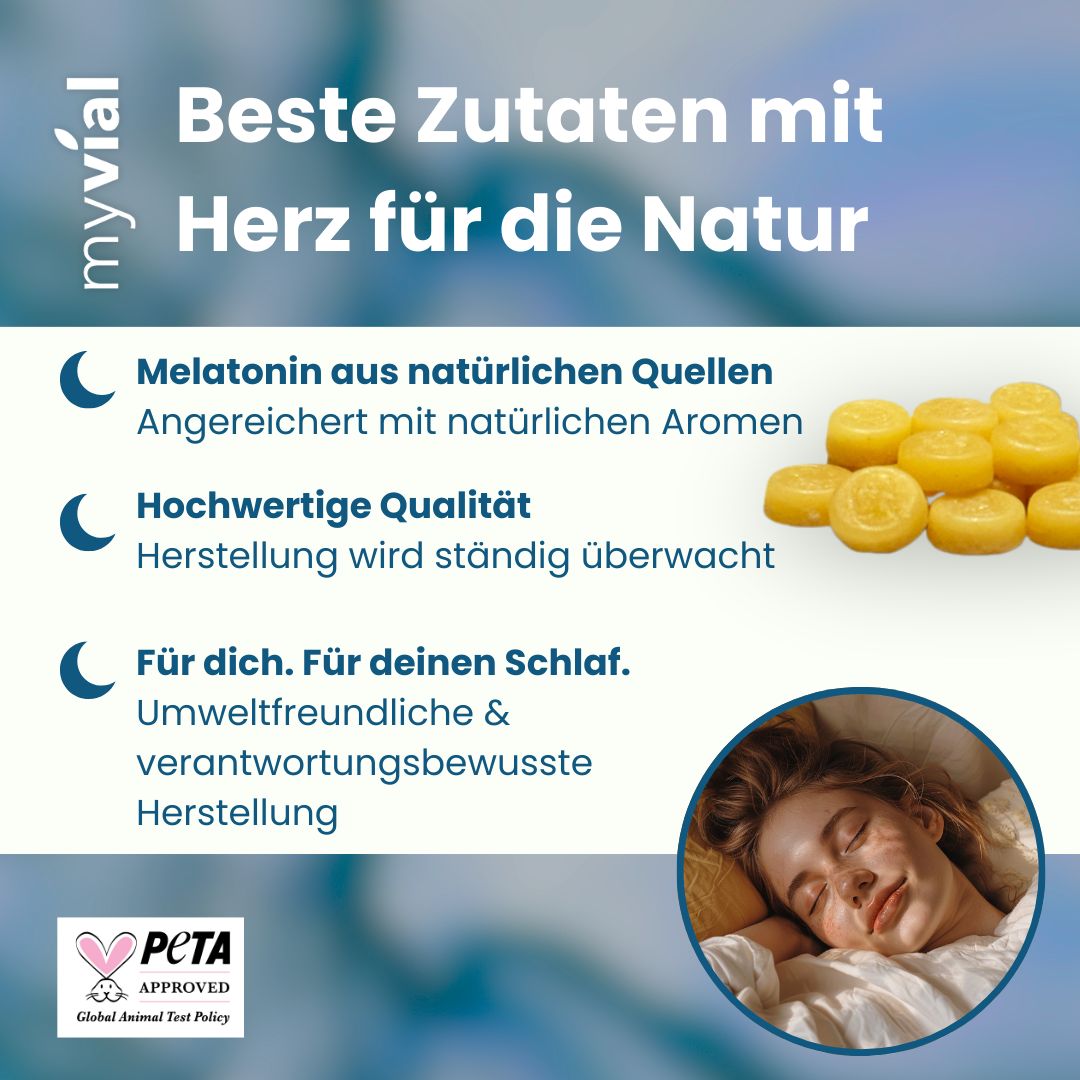 myvial® Sleep Melatonin Bonbons - zuckerfrei & vegan mit Safran & Rosenöl 60 St