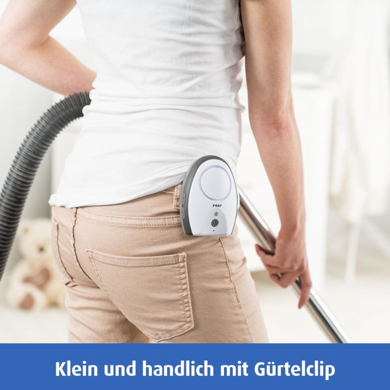 Zwei weiße Babyphone-Einheiten mit Vogelmotiv und Nachtlicht.