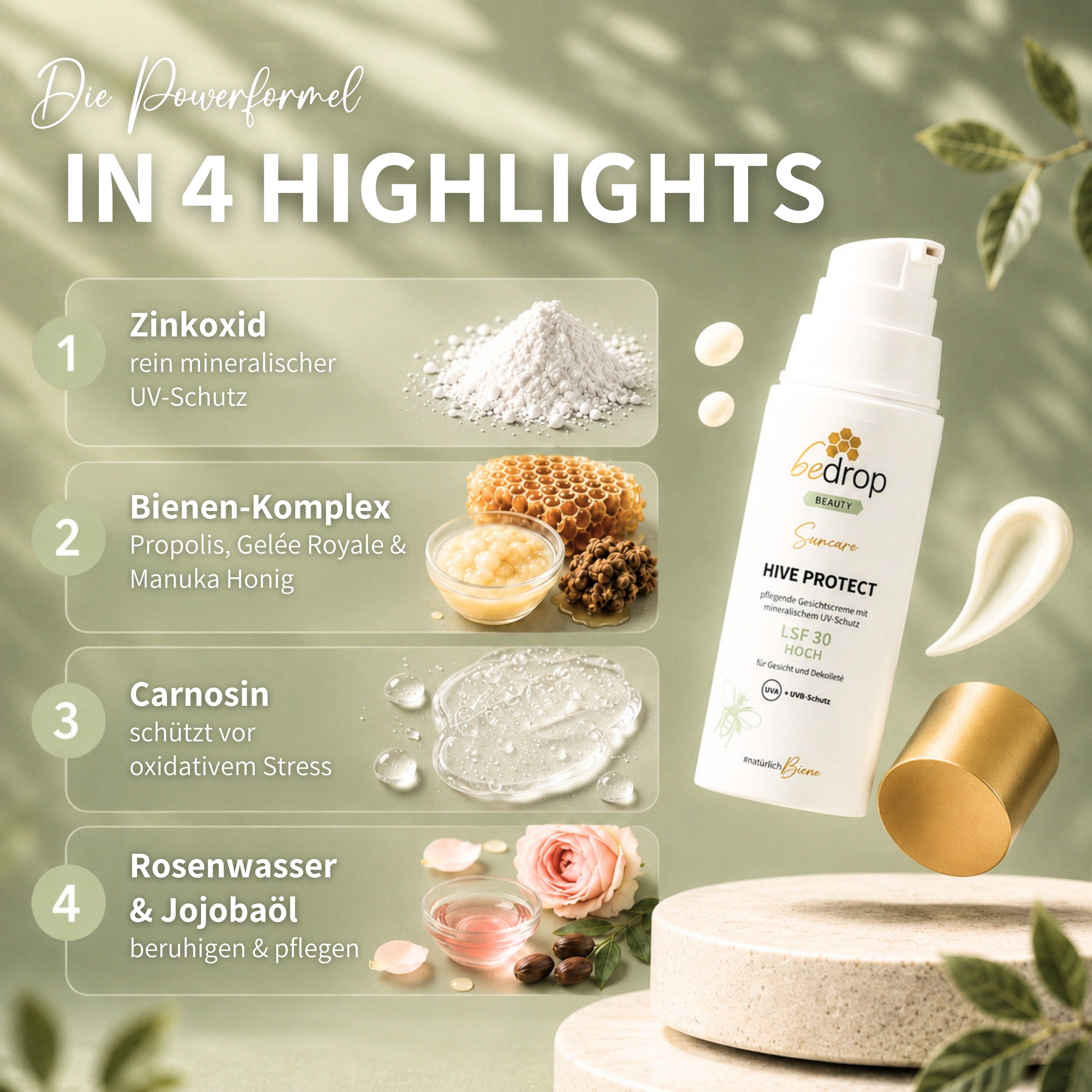 HIVE PROTECT LSF 30 - Sonnencreme für Gesicht & Dekolleté mit mineralischem UVA & UVB-Schutz