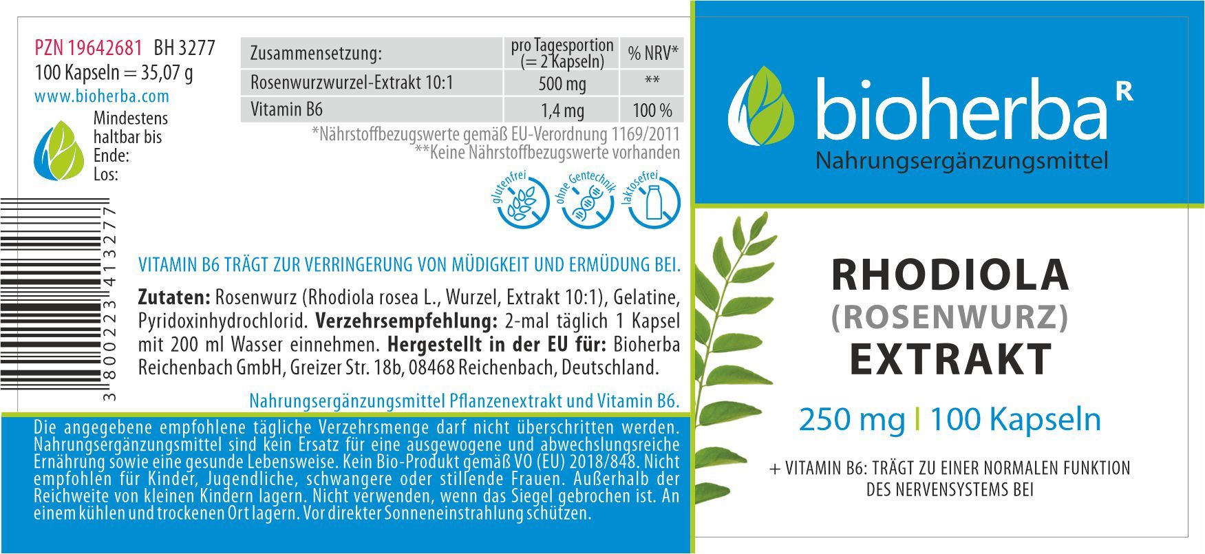 Bioherba Rhodiola (Rosenwurz) Extrakt Kapseln