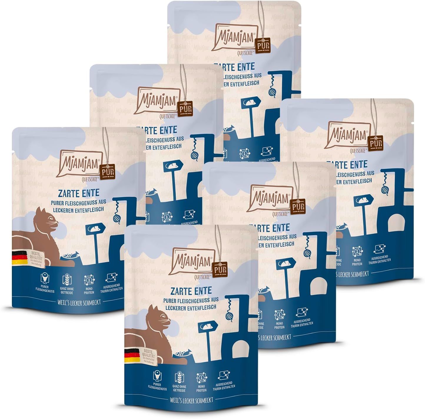 MjAMjAM - Quetschie Purer Fleischgenuss zarte Ente pur 6x300 g Futter