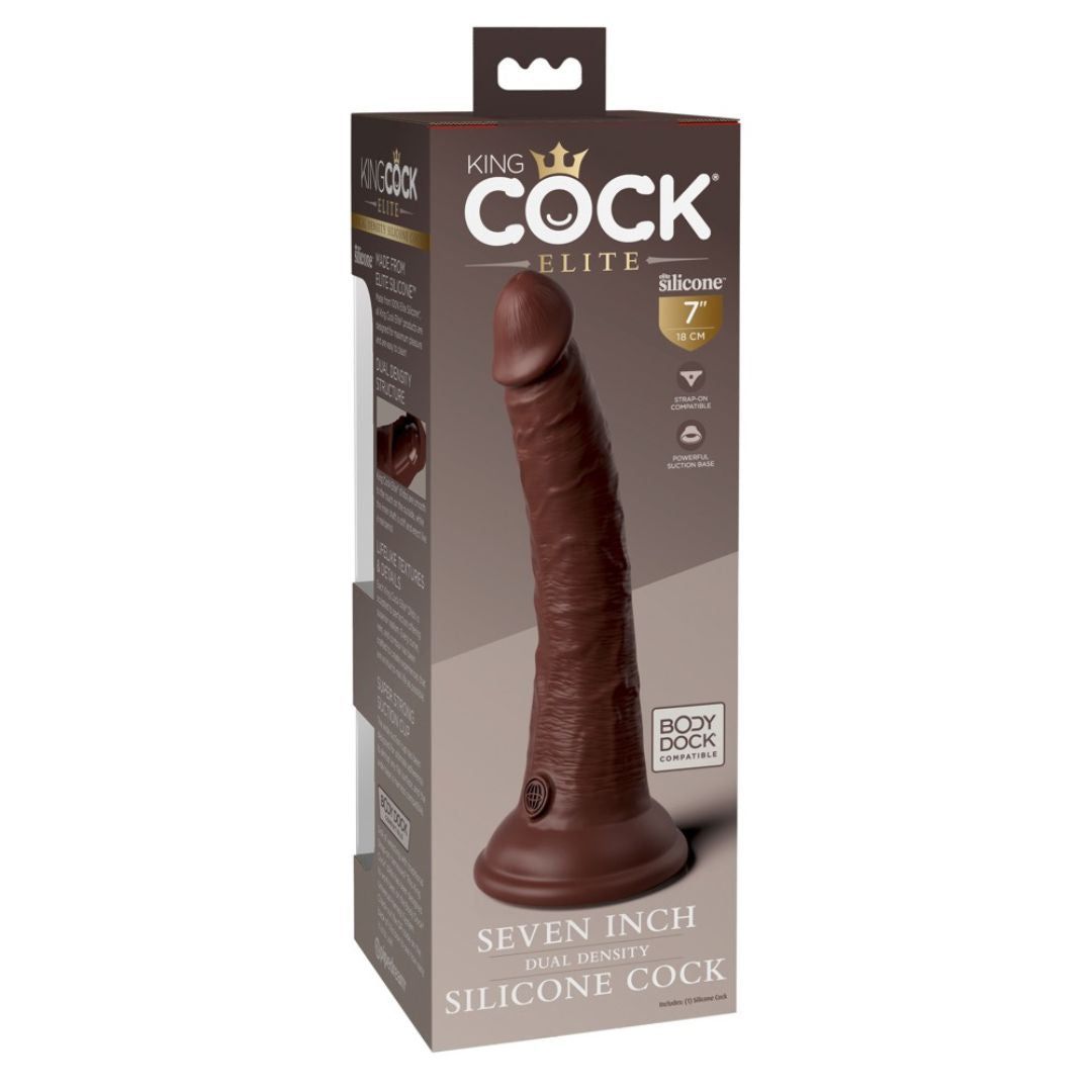 Naturdildo "7“ Dual Density Silicone" | Extra starker Saugfuß | King Cock Elite