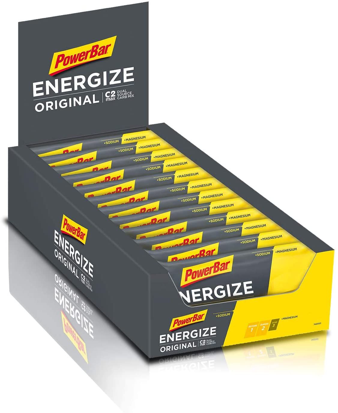 Display mit Powerbar Energize Original Riegeln.