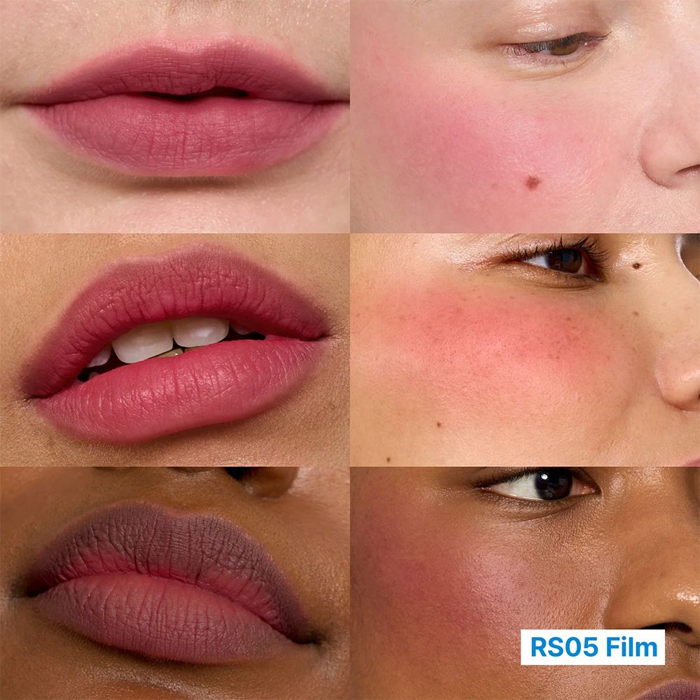 Lippen und Wangen in Rosy Mauve an verschiedenen Hauttönen.