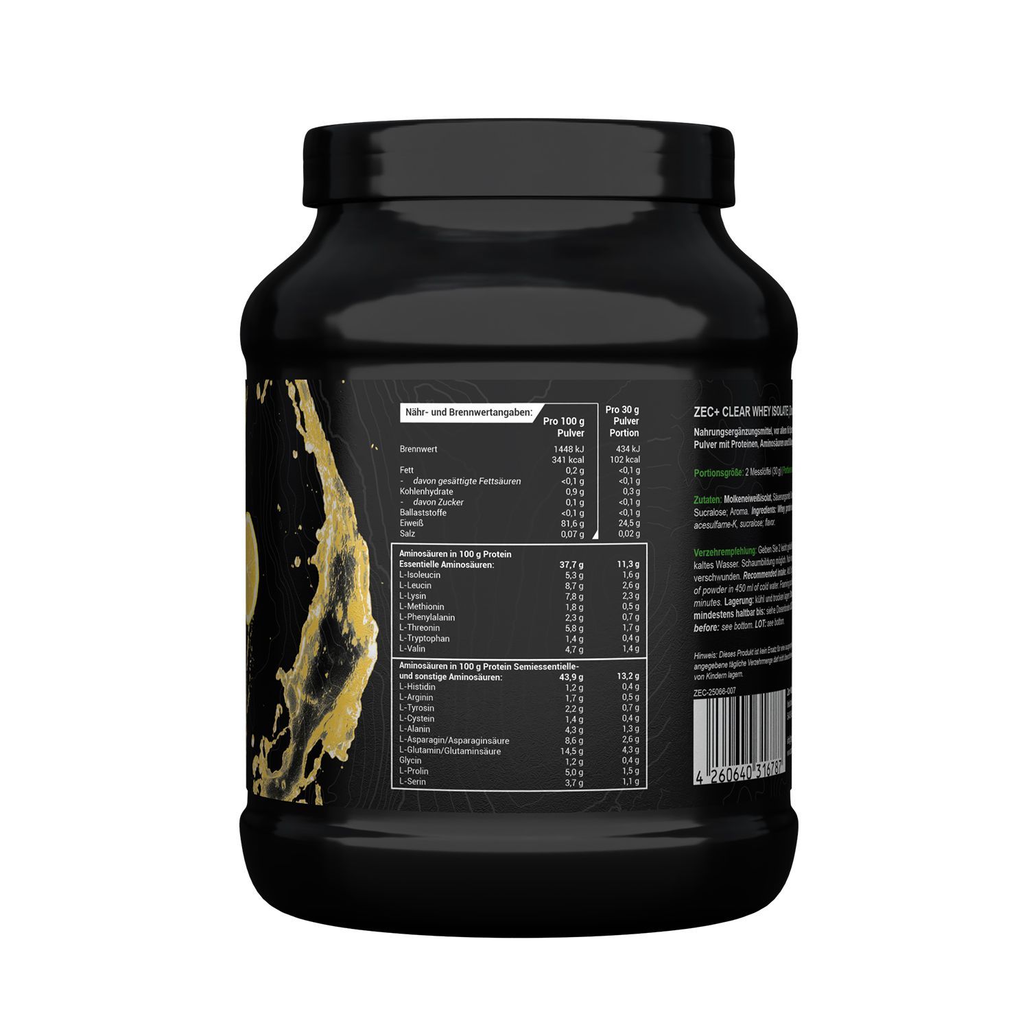 Zec+ Clear Whey Isolate Protein/ Eiweiß Zitronenlimonade 450 GR Pulver