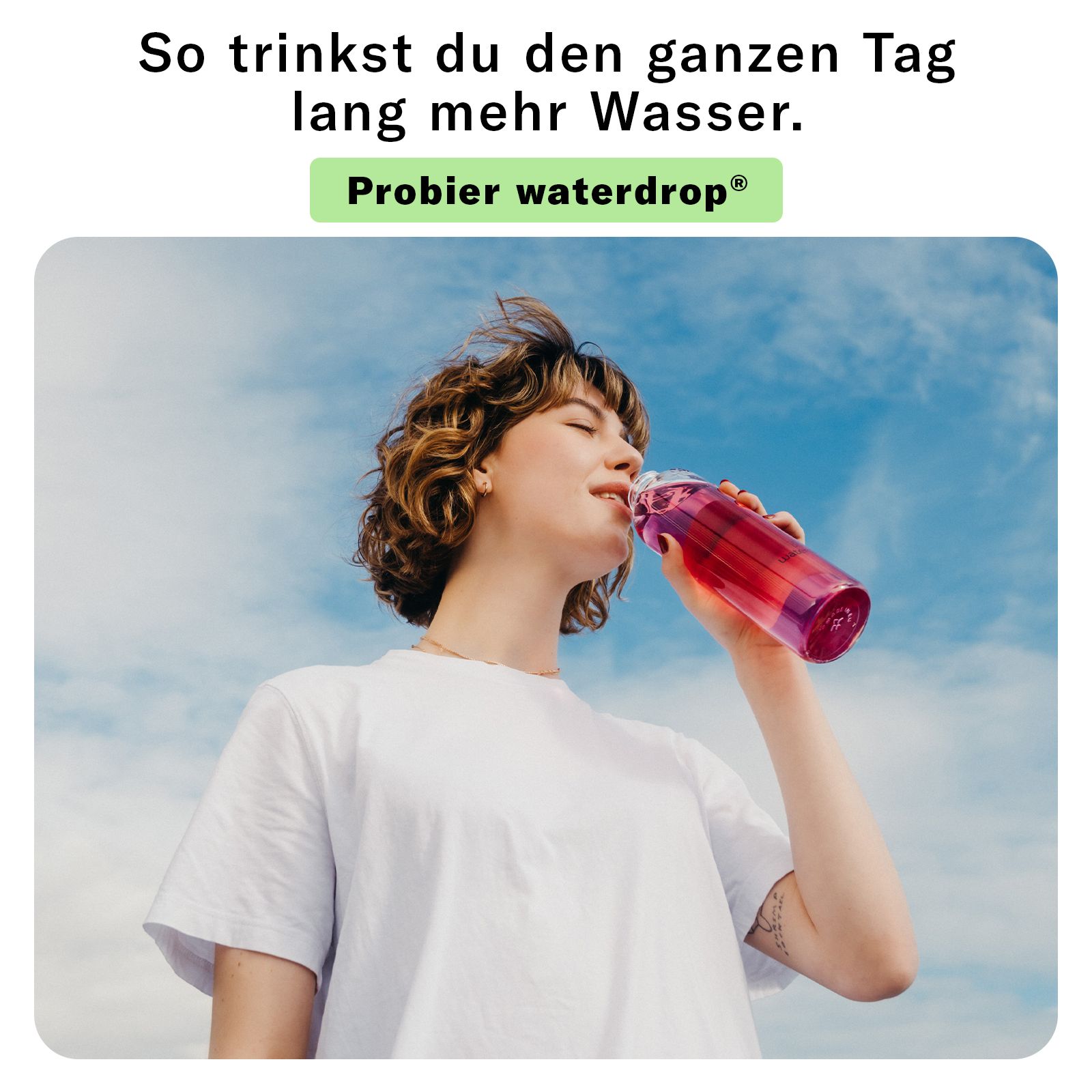 waterdrop® Starter Set Glass – 600ml Glasflasche + 18 Würfel – Vitamine, vegan, zuckerfrei