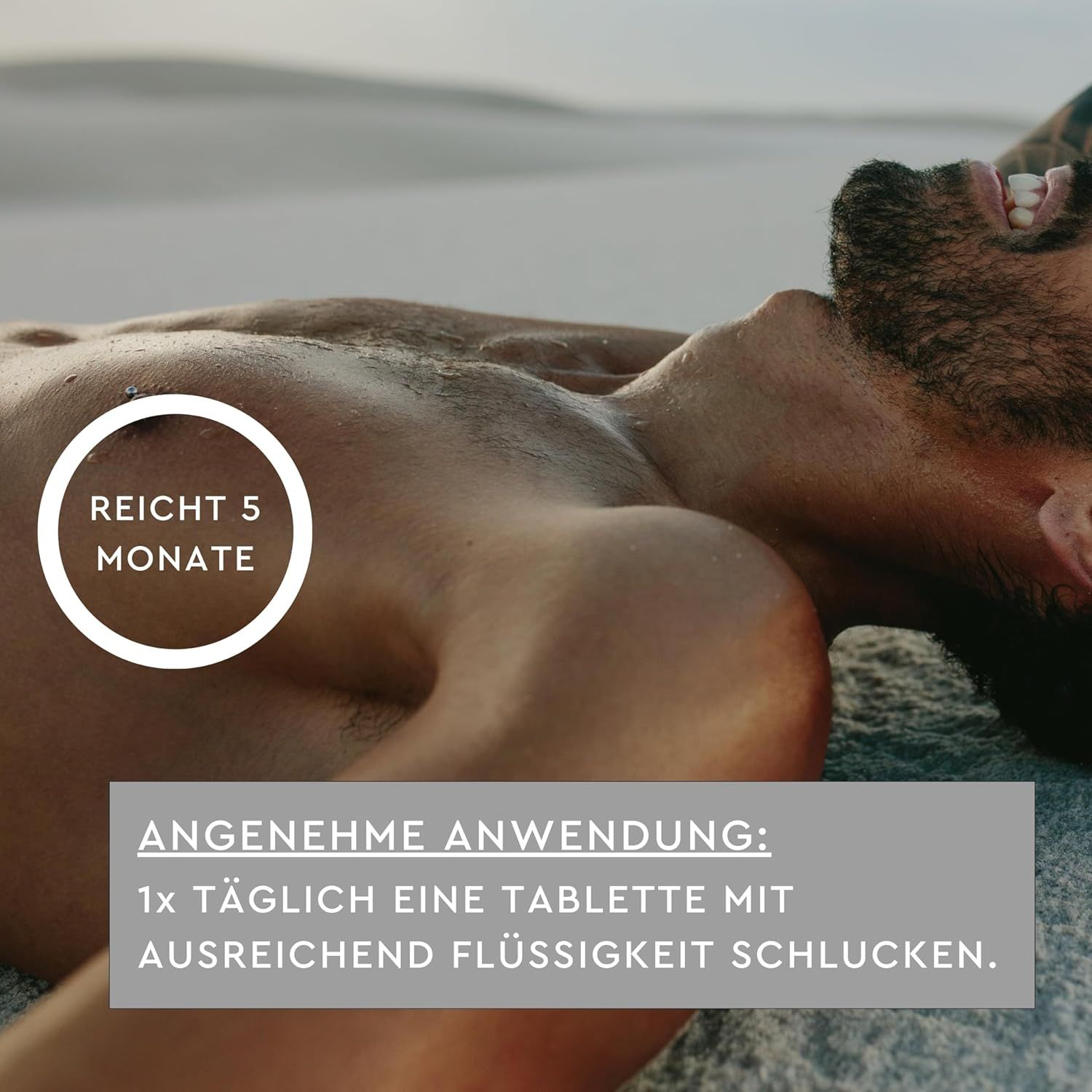 Bauchmuskeltraining. Text: Ideal bei körperlicher Anstrengung. Zur Versorgung mit Magnesium.