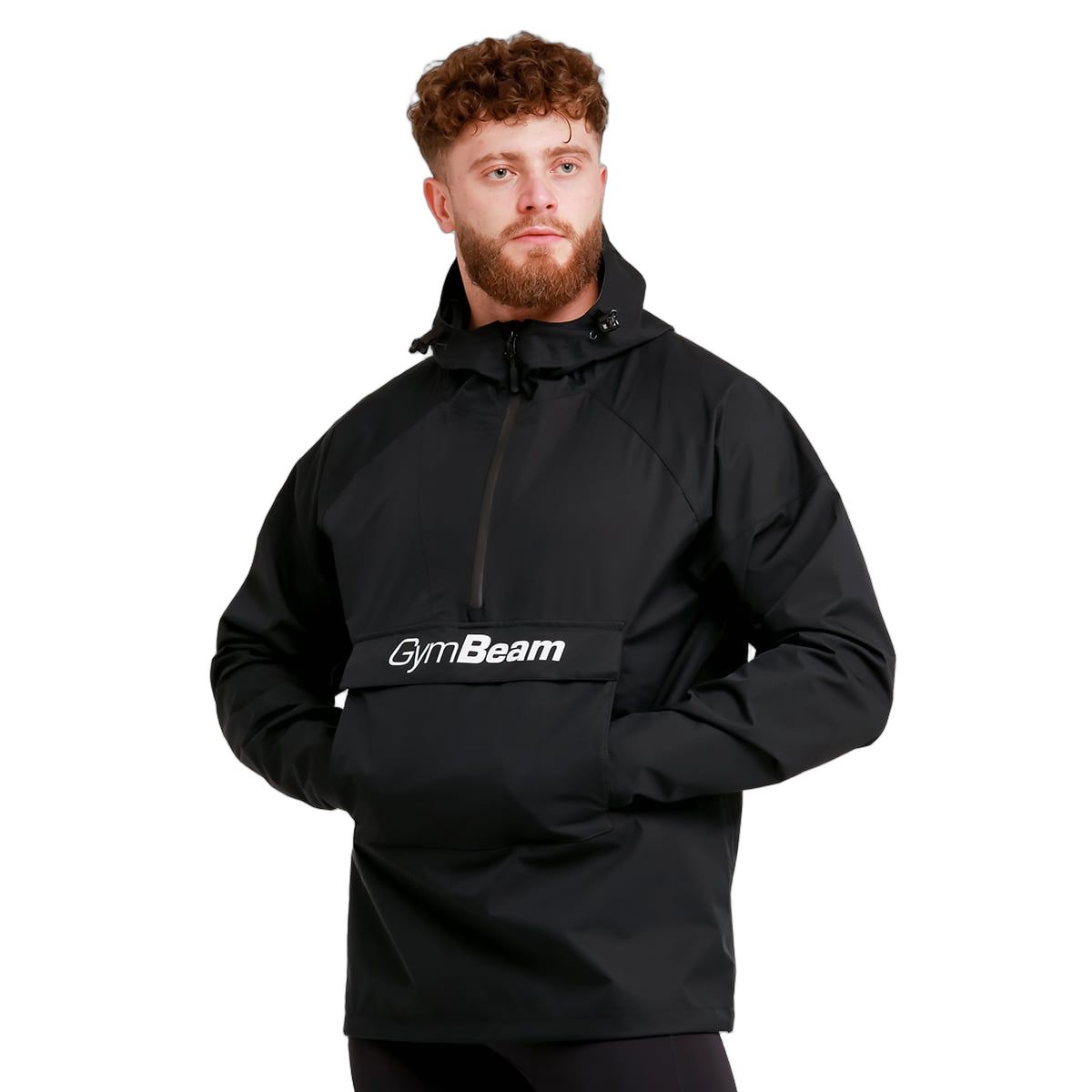 Giacca impermeabile Smock da uomo regular Black con cappuccio e zip