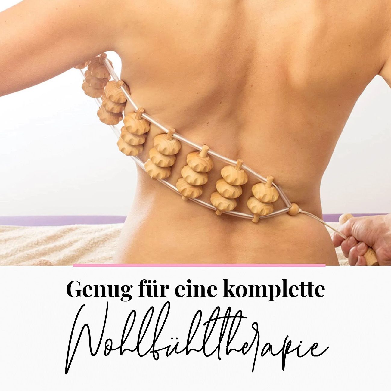 tuuli Massagegerät Rücken Massageroller Rückenmassagegerät mit Grif Roller aus Holz