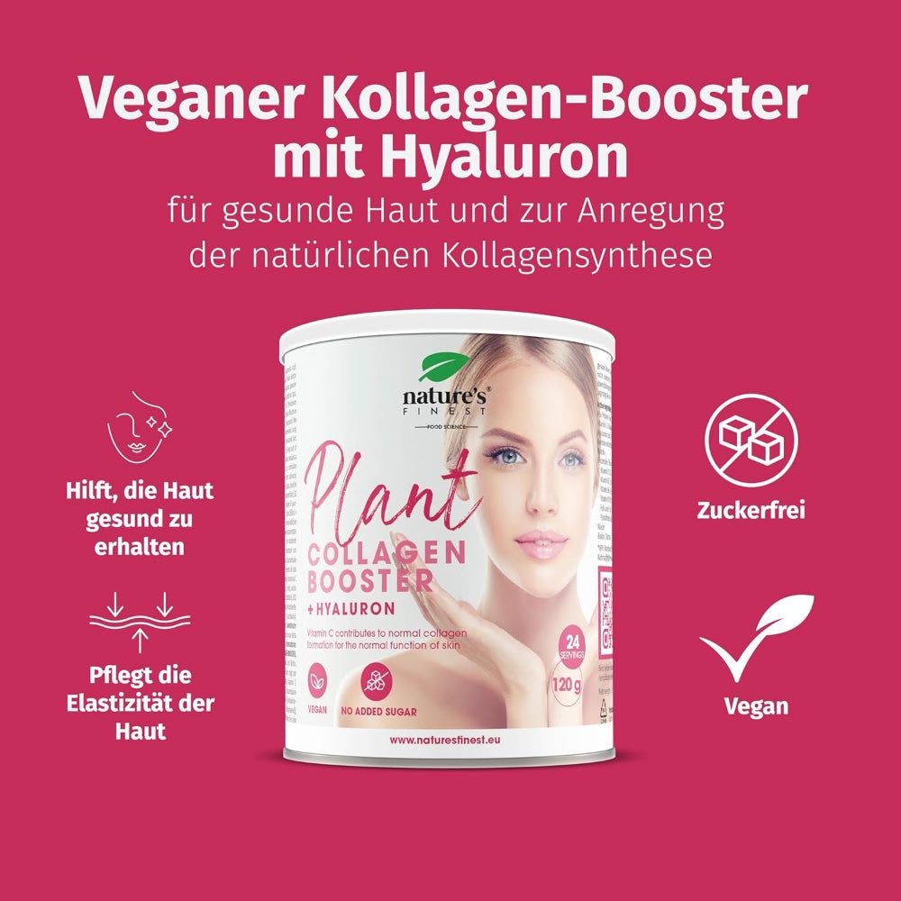 Nature's Finest pflanzliches Kollagen Booster - Vegane Kollagen Booster mit Hyaluronsäure und Biotin
