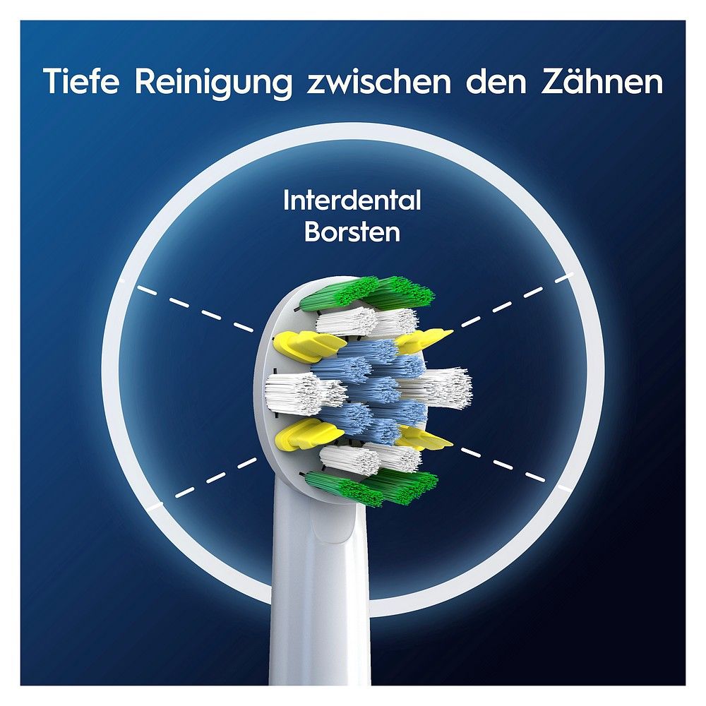 Oral-B PRO Aufsteckbürste mit "Interdental Borsten" für tiefe Reinigung.