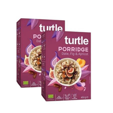 Turtle veganes Frühstücks Porridge Dattel,Feige& Aprikose glutenfrei Duo 2x450 g