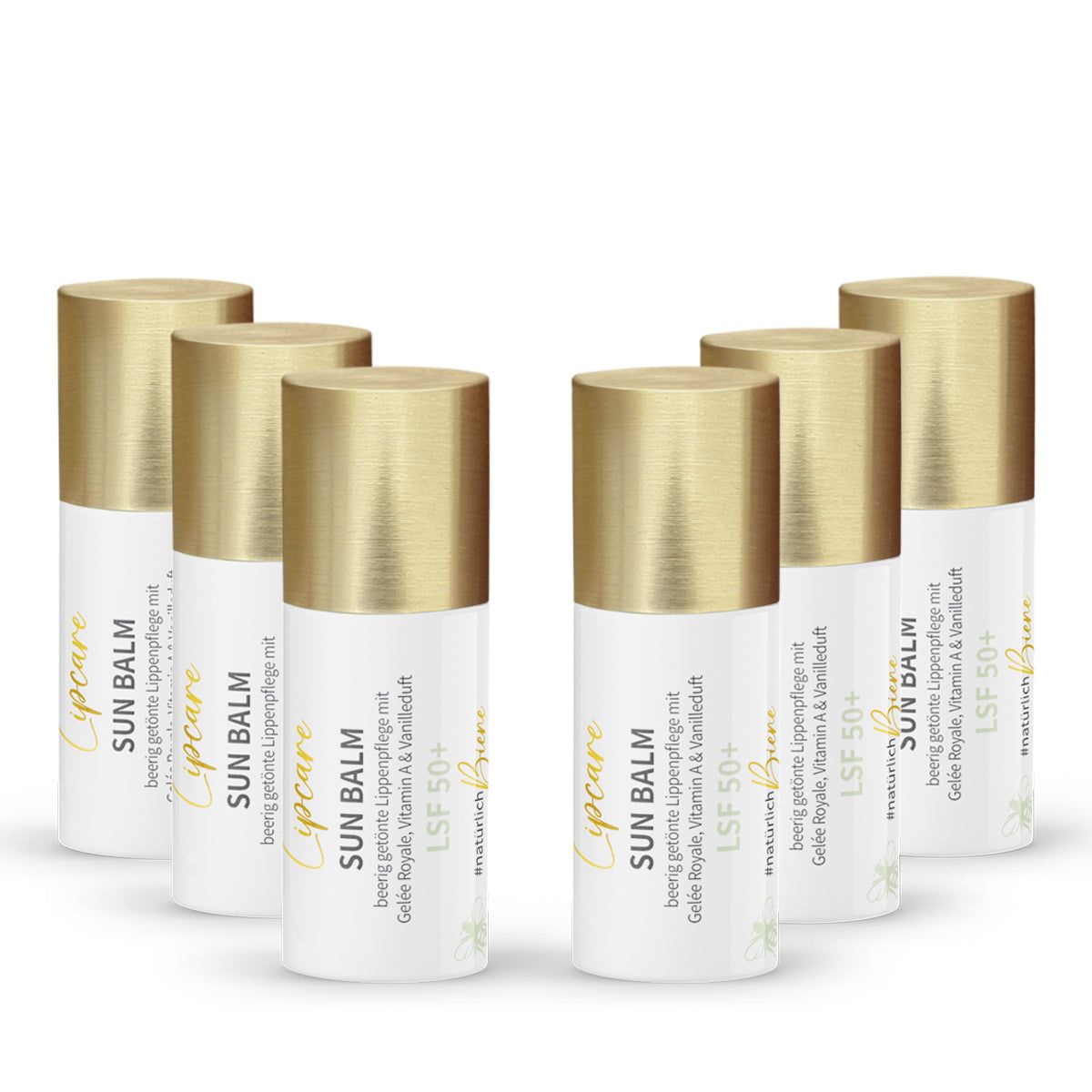 Vorteilsset - SUN Balm LSF 50+ getönter Lippenpflegebalsam mit Gelée Royale & zartem Vanilleduft 6x6 ml