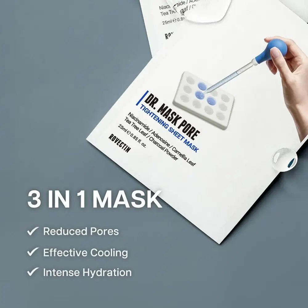 ROVECTIN DR. Mask Pore: 3-in-1-Maske für reduzierte Poren, Kühlung und Feuchtigkeit.