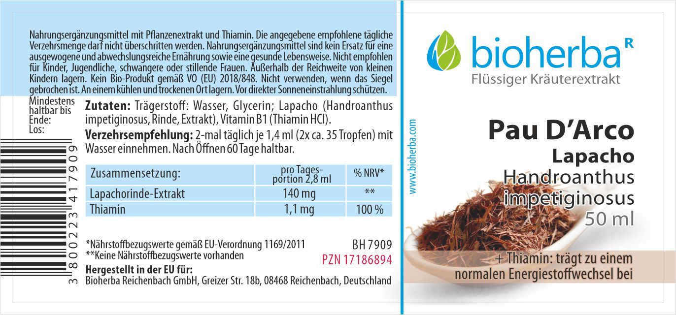Pau D'Arco Lapacho Tropfen Tinktur 50 ml PZN 17186894