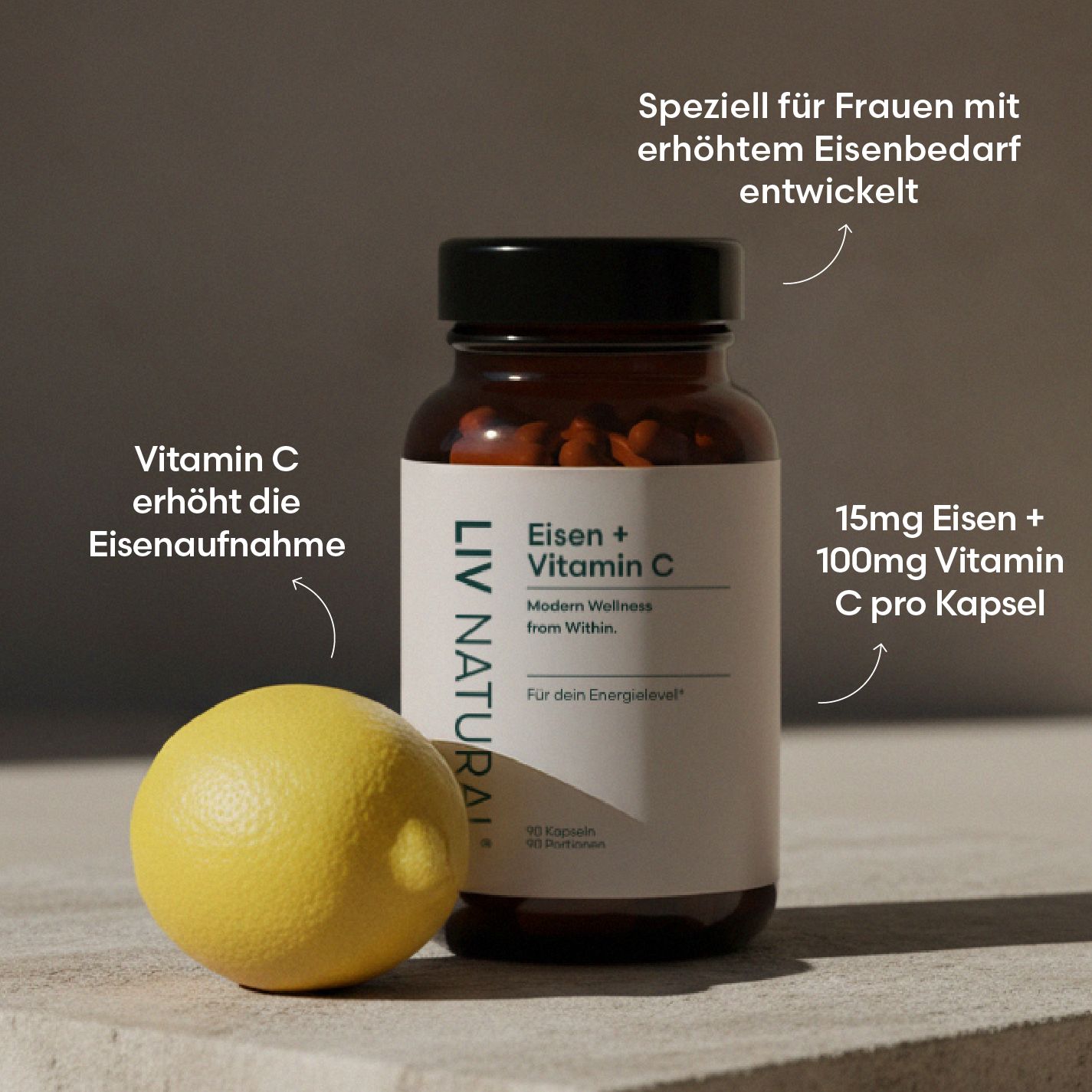 LIV Eisen + Vitamin C für Frauen | Energie, Fokus & hormonelle Balance
