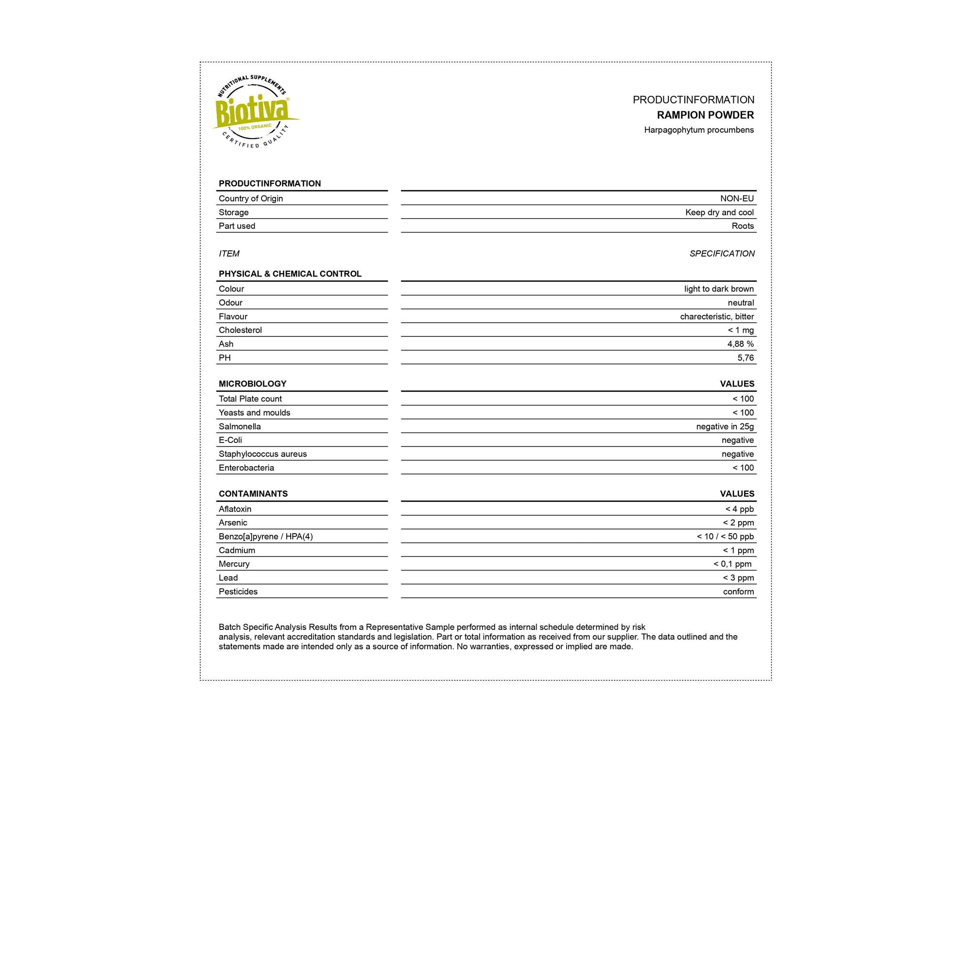Tabellarische Auflistung von Produktinformationen und Spezifikationen. Enthält Informationen zu Farbe, Geruch, pH-Wert, etc.