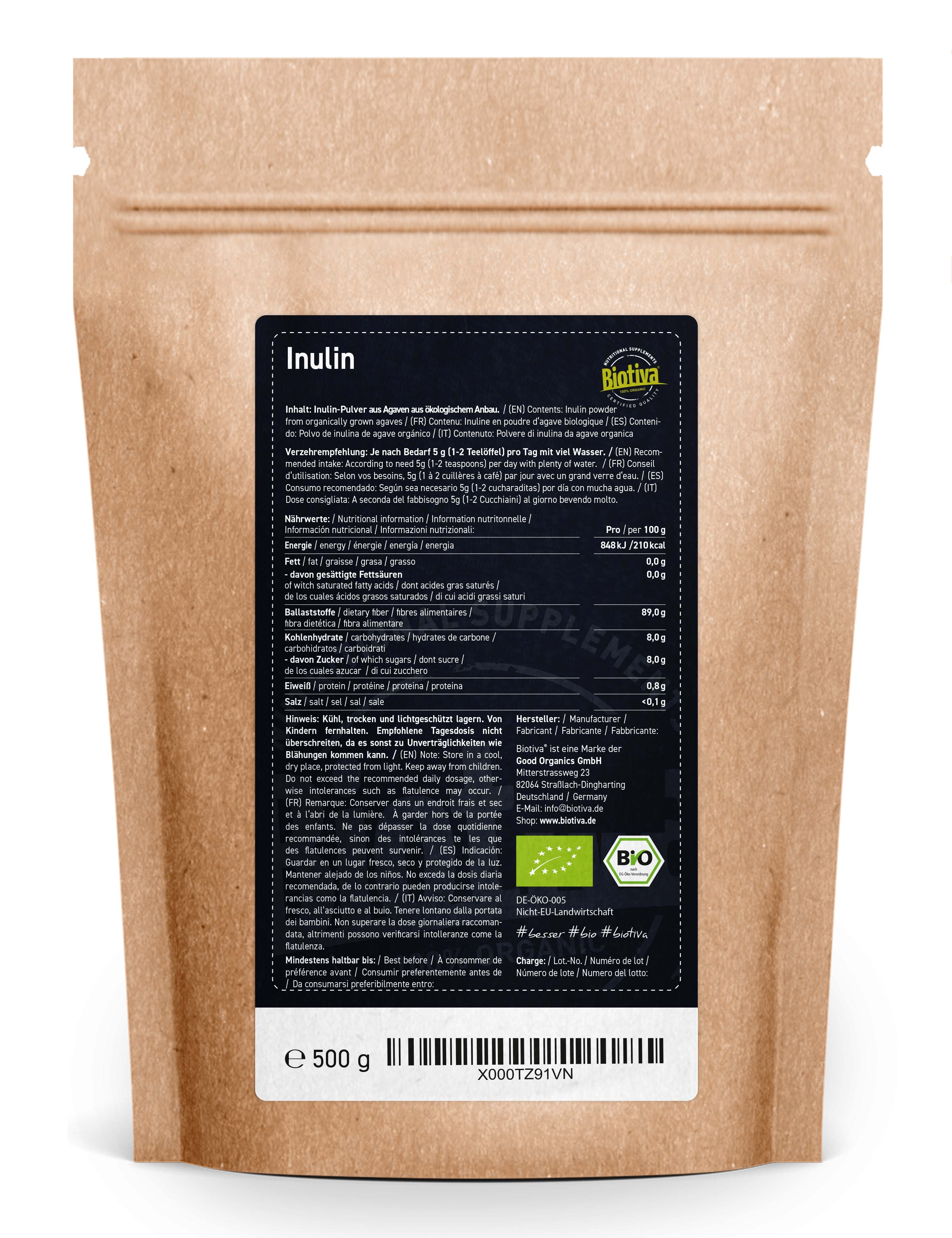 Biotiva Inulin Pulver Bio 500 g