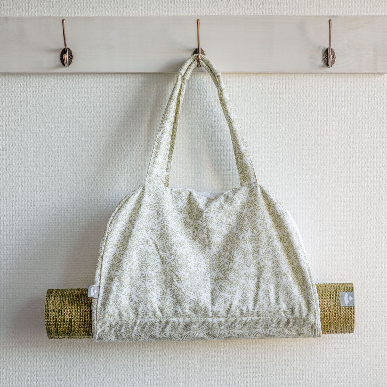 Maharaja Collection: Gemusterte Yoga Bag NAMASTÉ "Madurai", ecru