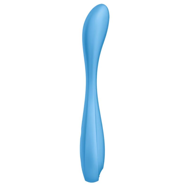 Blauer Vibrator mit abgerundeter Spitze. Glatte Oberfläche, ergonomische Form.