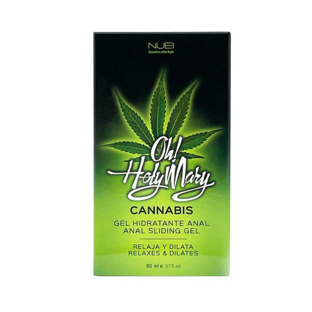 Verpackung für Analgleitgel mit Hanfblatt-Design. Wasserbasierte Formel.