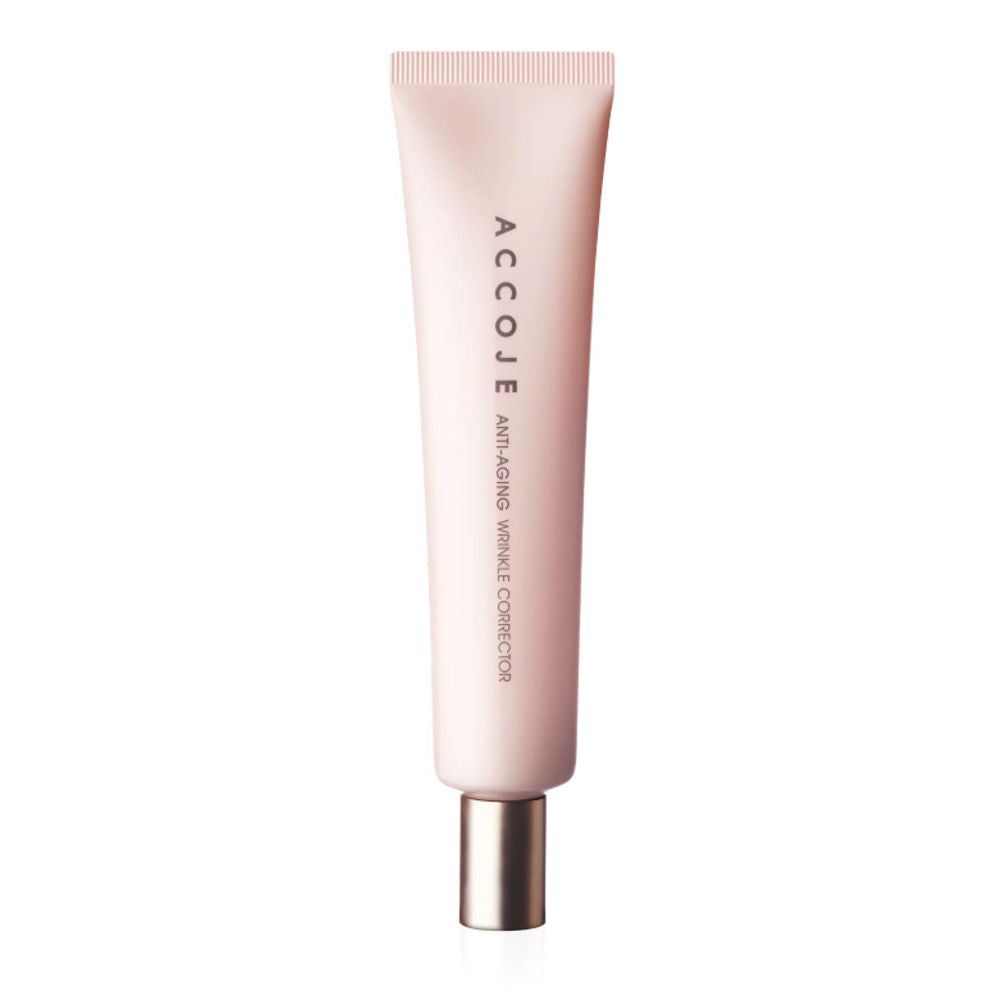 Rosa Tube mit silberner Kappe. Aufschrift: ACCOJE Anti-Aging Wrinkle Corrector.