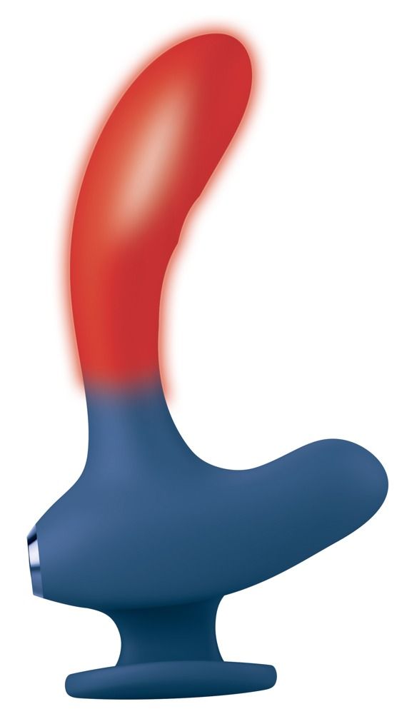 Blauer Wellness-Artikel, teilweise rot beleuchtet. Basis, geschwungener Schaft und abgerundete Spitze. 