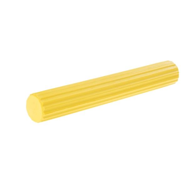 Gelber, geriffelter Übungsstab. Zylindrische Form.