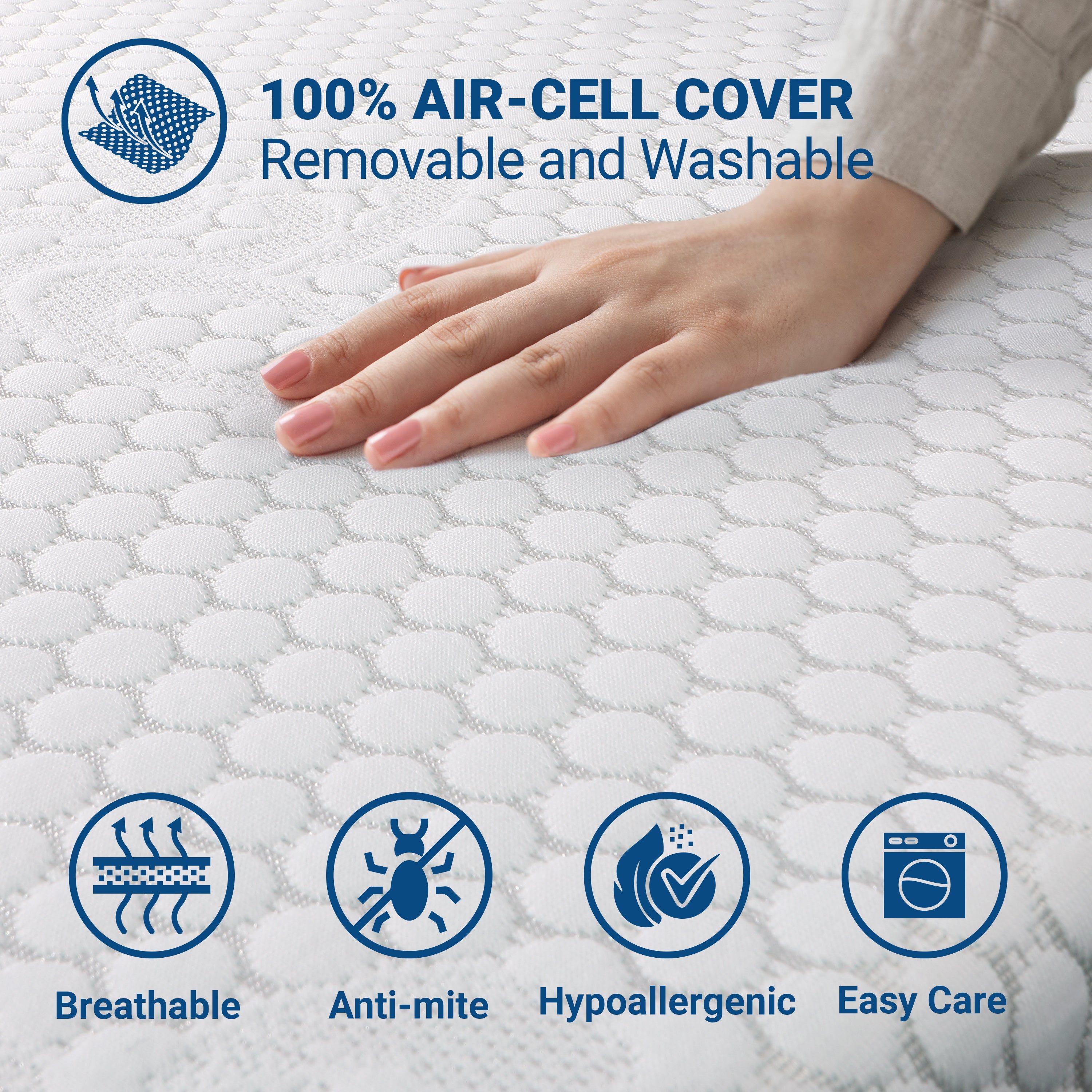 The White Stone Topper aus viskoelastischem Schaum 90 x 200 cm | Matratzenauflage 6 cm