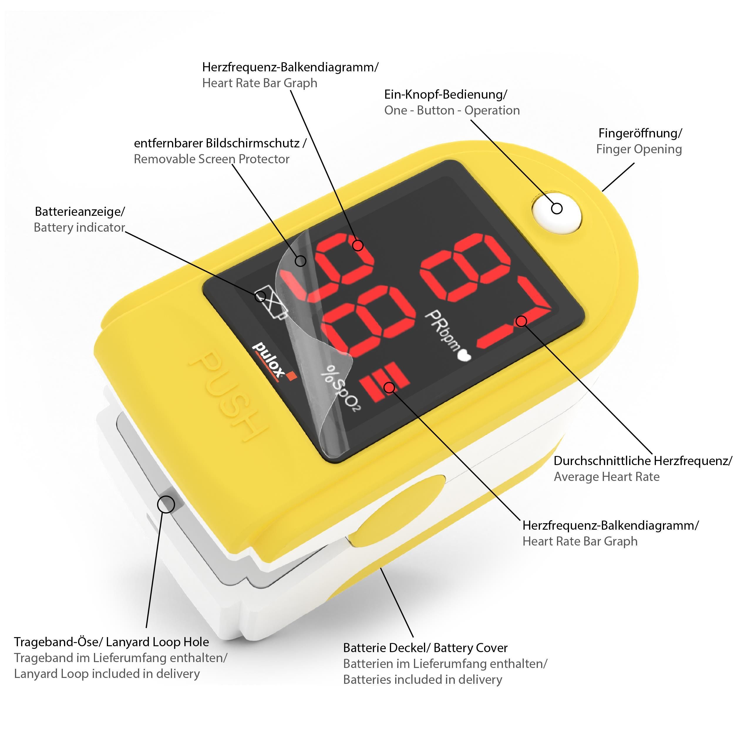 pulox Pulsoximeter PO-100 gelb