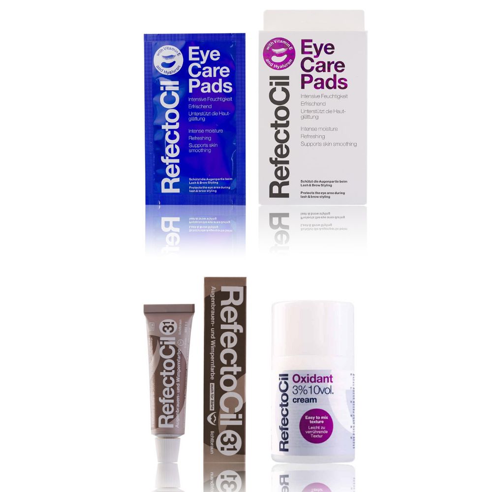 Refectocil Wimpernfarbe lichtbraun 3.1 & Oxidant Creme 3% Eye Care Pads Set 15 ml