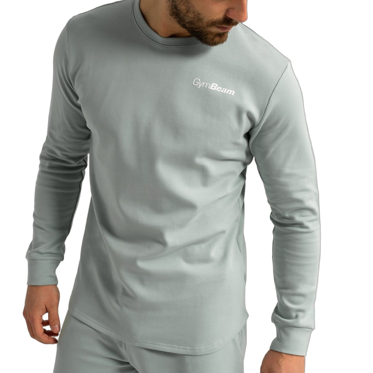GymBeam Sweatshirt Herren slim ohne Kapuze in Eucalypt