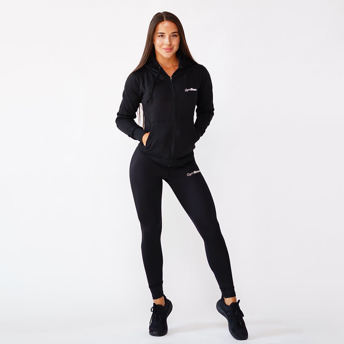 GymBeam Hoodie Damen mit Reißverschluss und Kapuze in Schwarz