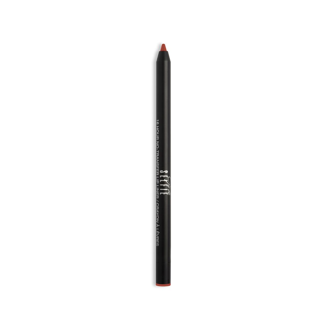 Schwarzer Lipliner mit roter Spitze. Aufschrift "Selfie Lip Liner".
