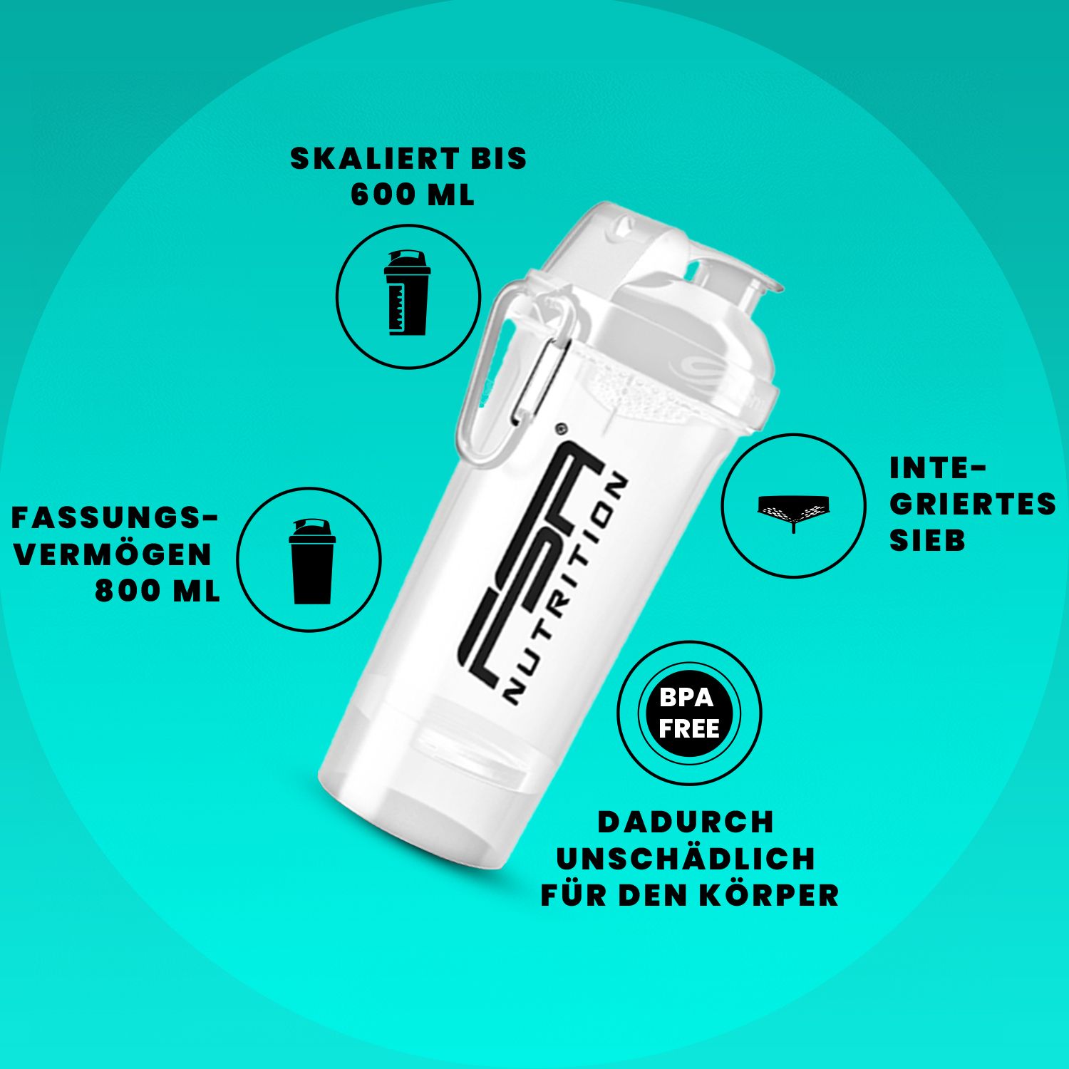 FSA NUTRITION Protein Shaker mit Pulverfach