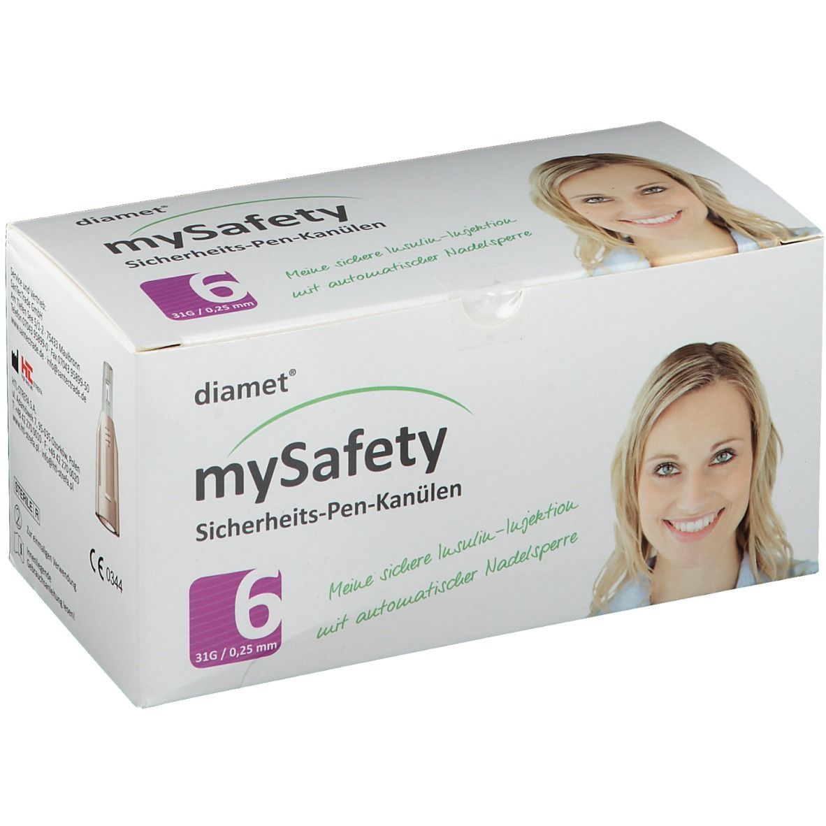 Diamet Mysafety Sicherheits-Pen Kanüle 31 G 0,25x6 mm