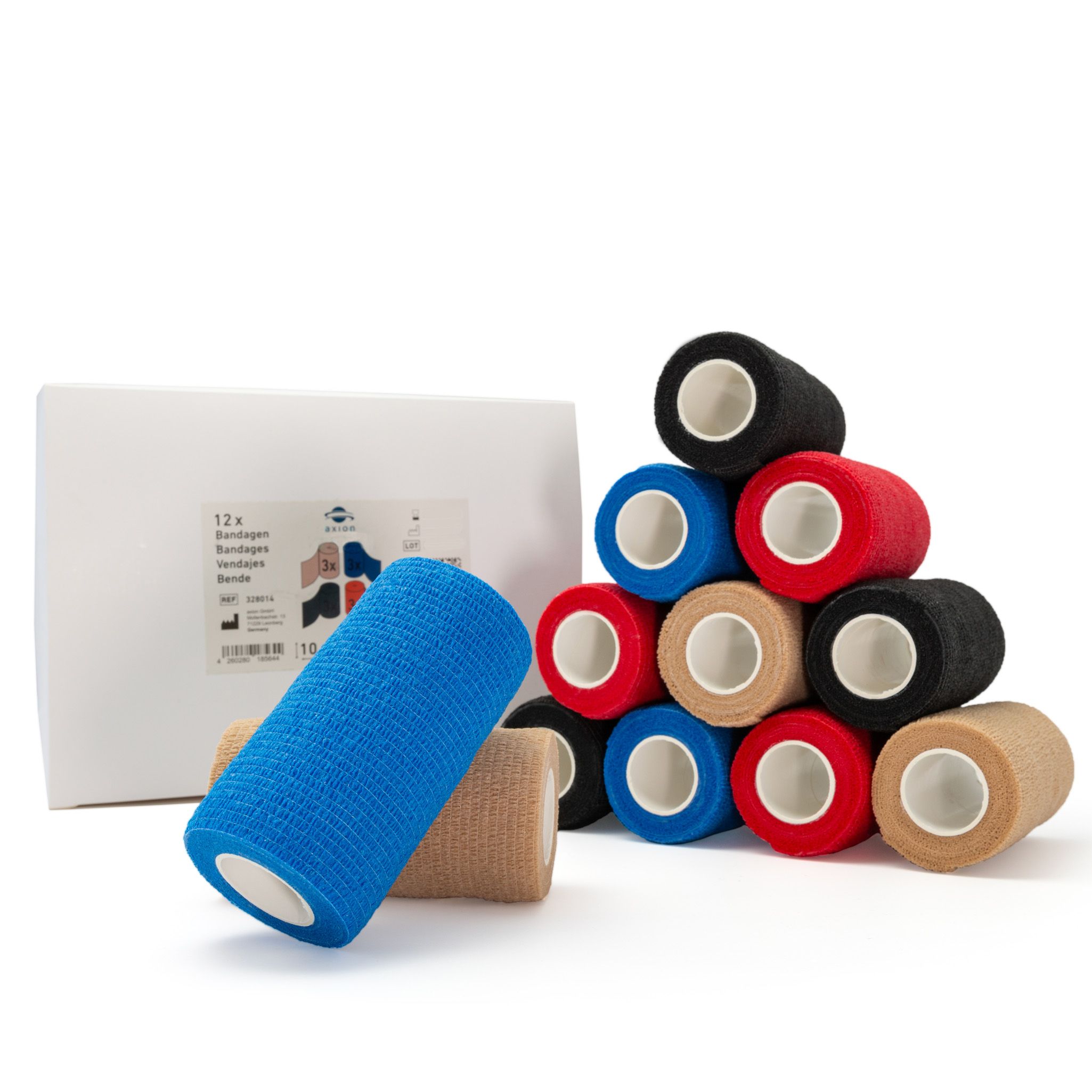 axion® Haftbandage  10 cm Breite Mix-Set in 4 Farben, z.B. als Kniebandage, Armbandage